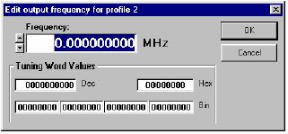 FREQUENCY SWEEP SETUP DIALOG BOXES At the bottom of the Profiles window is the display for the frequency sweeping mode variables