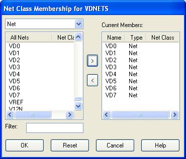 Setting Design Constraints Lesson 7 10. Select the > button to assign the selected nets to the net class VDNETS. 11. Select OK to assign the nets and close the form.