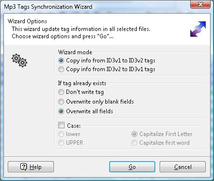 18 Tags synchronization wizard With the Tags Synchronization Wizard, you can synchronize mp3 file information between ID3v1 and ID3v2 tags.