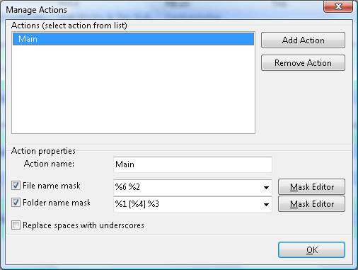 25 Using rename actions With rename actions you can rename music files and it folder in one mouse click.