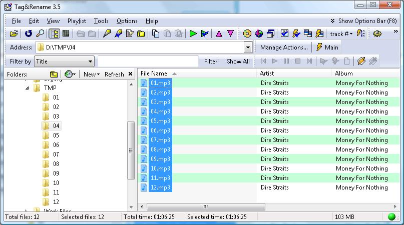 26 Rename Actions toolbar with button Main corresponding to Main Action.