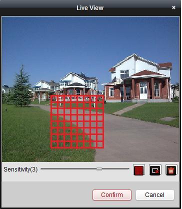 2) Click-and-drag the mouse to draw a defined area for motion detection.