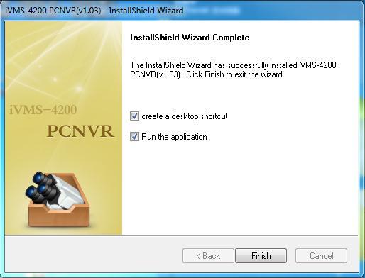 PCNVR, and you can also check the checkbox Run the application to run the PCNVR as the installation
