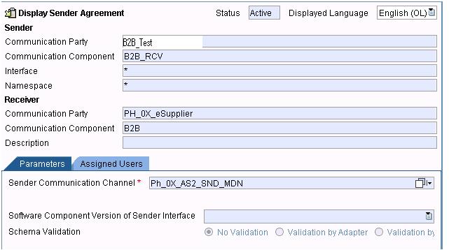 Sender Agreement Communication Channel AS2 Sender channel with message protocol Reports has been used for sending back MDN.
