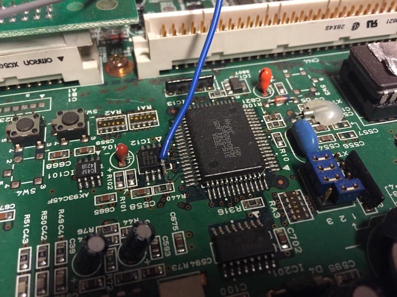 ST-V board can be reseted by pulling down the RESET line coming out of the voltage monitoring chip.