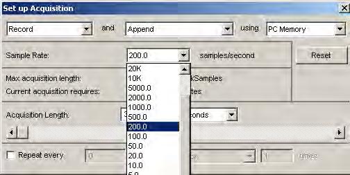 PRO Tutorial 13 28. Choose the menu command MP35>Set up Acquisition. 29. Note the acquisition parameter options of the Set up Acquisition dialog and read about them at right.