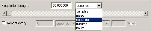 The Set up Acquisition dialog displays options that control, among other things, how and where data will be stored, the sample rate for data collection, and the duration (length) of each acquisition.