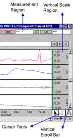 16 Biopac Student Lab left corresponds to the waveform at the top of the screen. The box that appears depressed is the selected, or active, channel.