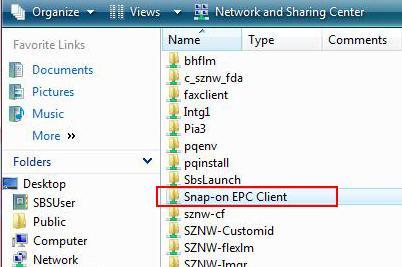 5. Setting Up PC Clients on a Windows Network This section describes how to set up PC Client to run the Snap-on EPC over a Windows network.