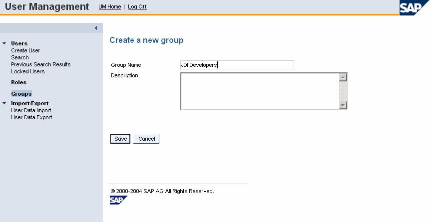 5.2 Create a Group Choose Groups from the menu and choose Create in order to trigger the creation of