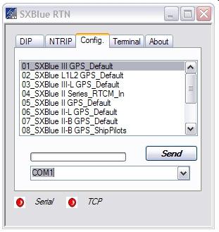 7. Config Menu The Config menu allows you to send configuration files to the SXBlue GPS receiver. The configuration files with.