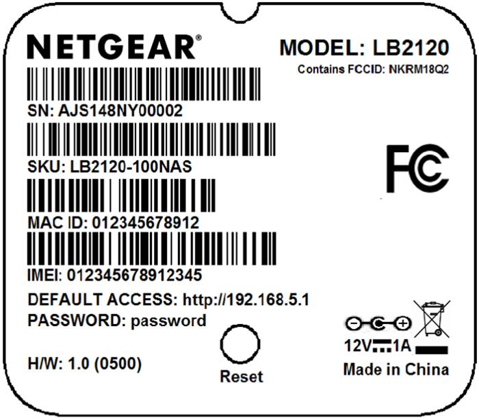 Figure 5. Modem label Position the Modem Use the Signal Strength LED bars on the top panel to position the modem for best signal strength in relation to the mobile broadband network.