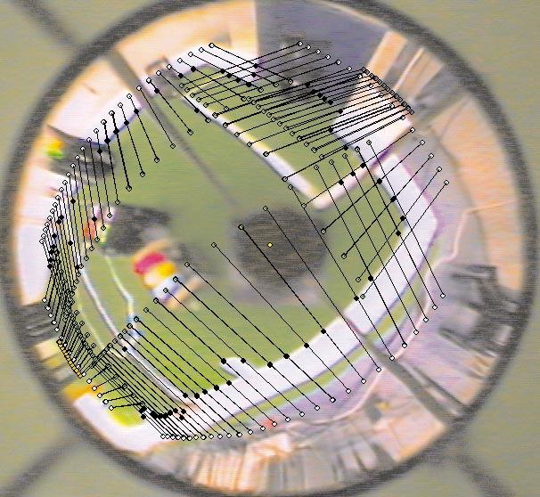 needed to localize the robot again. The system does not only track color edges, but also color blobs, as the ball or obstacles.