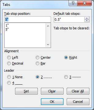 4 22 Word 2010: Basic Adding tab leaders Explanation By using the Tabs dialog box, shown in Exhibit 4-4, you can specify exact positions on the ruler that are difficult to set with the mouse.