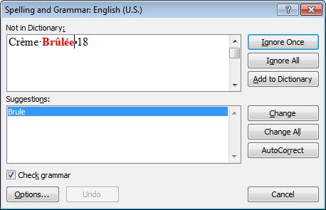 Proofing and printing documents 7 3 Exhibit 7-1: The Spelling and Grammar dialog box Changing the default dict
