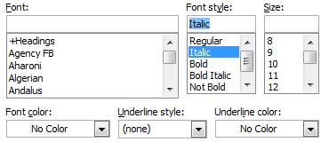 7 24 Word 2010: Basic 7 Click Format and choose Font From the Underline style list, select (none) In the Font style box, select Italic Click OK 8 Click Find Next To find the first instance of the