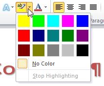 This color will remain on the Highlight button until you choose a different color.