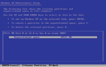 How to Install Windows XP 589 drive for D, if necessary. (The path might vary depending on the release of Windows XP.) The End-User License agreement appears. Accept the agreement by pressing F8. 2.