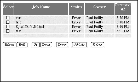 If the job has already been RIPped, you can click the Preview button in the Job Information screen to view a preview image of the job if your Splash Server is configured to support this feature.