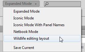 Adobe Fireworks 5. Click the Workspace switcher. Notice that your new workspace appears in the Workspace Layouts menu.
