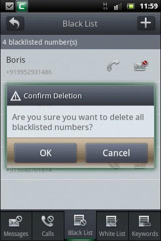 Tap 'Delete All' if you want to delete all the blacklisted numbers. Tap 'OK' to confirm the deletion.
