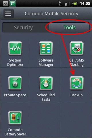 How to view data backup and restore logs How to backup your data Tap the CMS icon on your device.