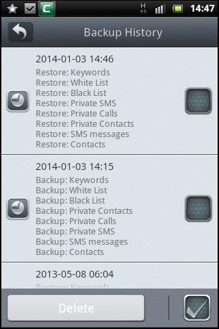 The Backup/Restore logs will be displayed. Scroll up or down to view the full list of logs.