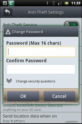If you want to change the security question and password, tap on the