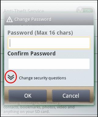 Select the new Password Reset Questions from the drop-down button and enter the new password