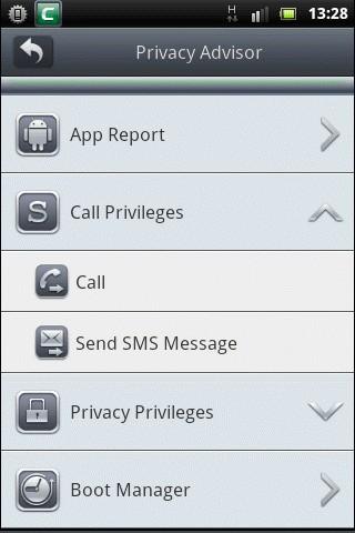 Tap anywhere on 'Call' or 'Send SMS Message' bars to view the list of apps that have call / SMS privileges