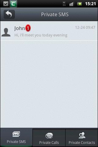 In the list of private SMS messages, if a number is marked in red beside a contact it indicates the number of