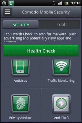 The home page of CMS under Security tab will open. Tap the 'Health Check' button.
