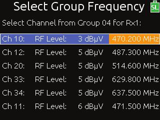 User Guide Screen Element RF Group Scan Description Runs an RF scan of the current group for the Wisycom receiver.