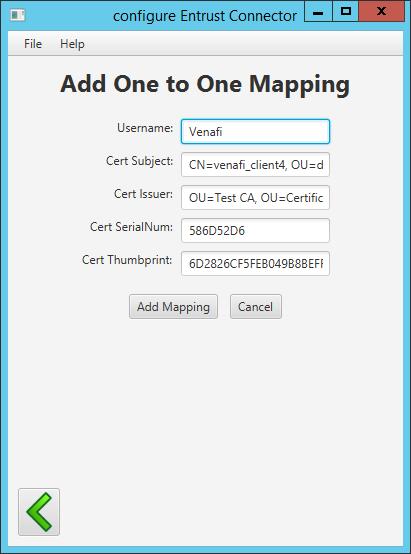 Edit Mapping There are two items to edit in a client authentication
