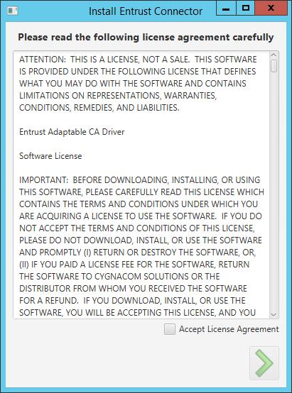 If you accept the license, you will see the second license screen.