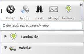 SECTION 2: MAP VIEW TAB OVERVIEW SIDE MENU The Side Menu (in the default Map View Tab) allows users to quickly run vehicle history, find the nearest vehicle to another vehicle or Landmark, address or
