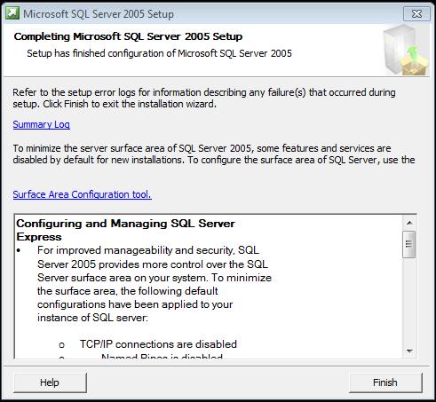 13. SQL server 2005 has been installed