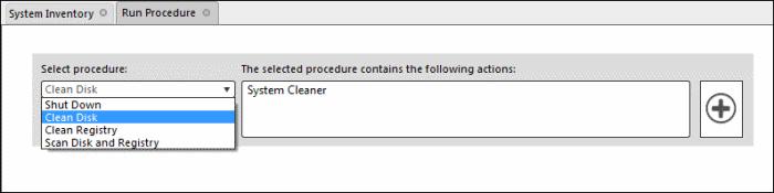 A new 'Run Procedure' tab will open in the main configuration area. Click the 'Select procedure' drop-down The drop-down will display available procedures.
