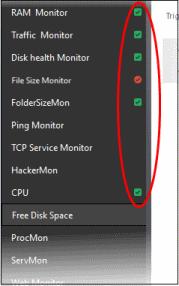 condition, click the button to the right. Add more monitoring modules if required for the policy by selecting them on the left.
