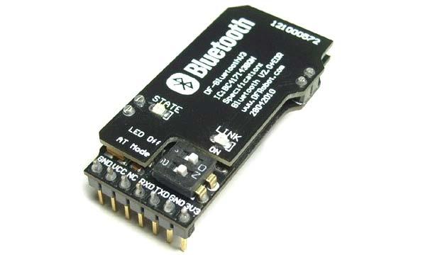 DF BluetoothV3 Bluetooth module (SKU:TEL0026) From Robot Wiki Contents 1 Introduction 2 Specification 3 PinOut 4 Set module in AT mode o 4.1 How to enter into AT mode o 4.2 Preparation o 4.
