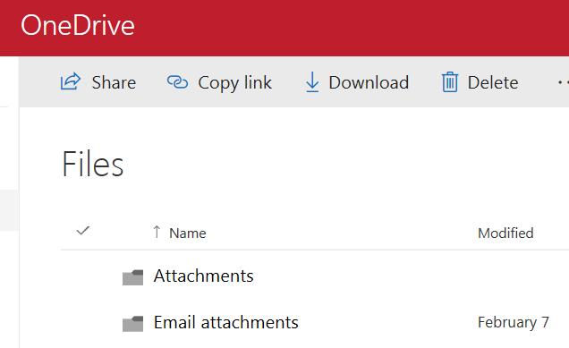 When you click Save to OneDrive, your files are added to the OneDrive folder called Email attachments.