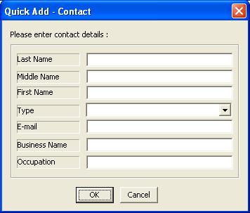 3. Enter the search criteria and then click the OK button to display a dialog box of contact record(s) matching the search criteria. 4.