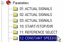 (If the drive is running when you double-click a parameter group, editing some parameters is not possible.