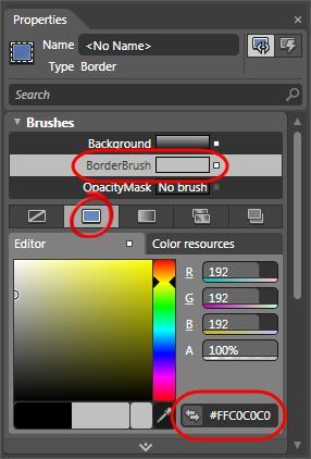 Figure 33 Configuring a solid brush for the button border 12. Once you have created a background for your button, the next step is adding a caption.