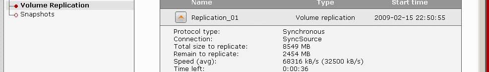 Checking volume replication status Click on button with