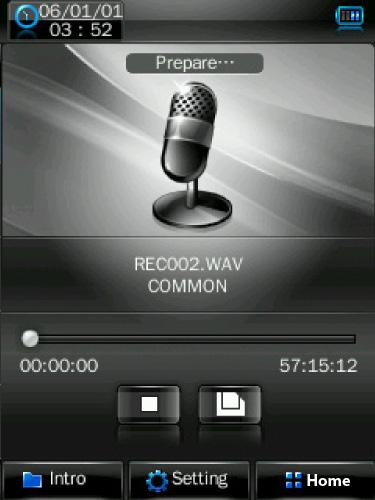 Voice recorder To record voice memos, select the Record icon from the Main Menu.