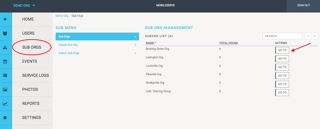 o You can Accept or Reject the log on this page, although it s not required Sub Orgs In the Sub Orgs section of your Dashboard, you can create and view