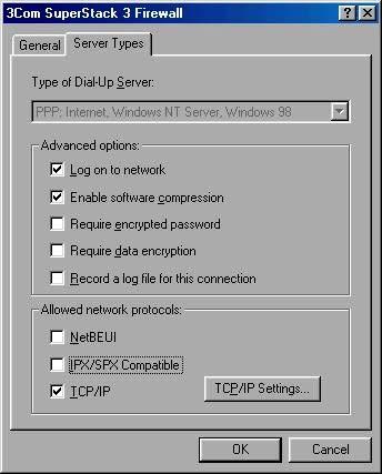 Select the new L2TP connection with the right mouse button and select Properties, On the Server Types tab, uncheck the NetBEUI and IPX/SPX Compatible