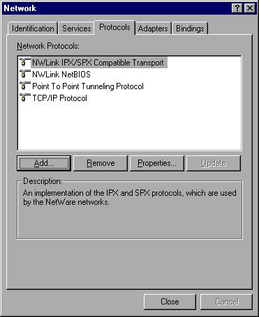 Step 1 From Control Panel, Open the network folder Step 2 Network Configuration Select the Protocols tab.