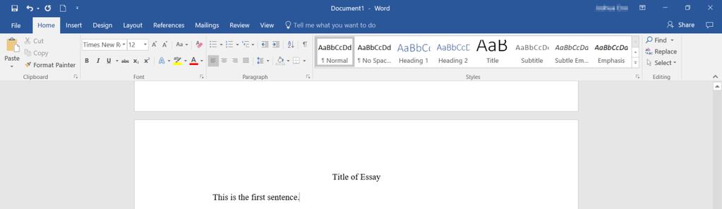 9. To set up the first sentence of your essay, set the text to left-align, press Tab (on the keyboard) to indent the first paragraph, and begin typing. Click to left-align text 10.